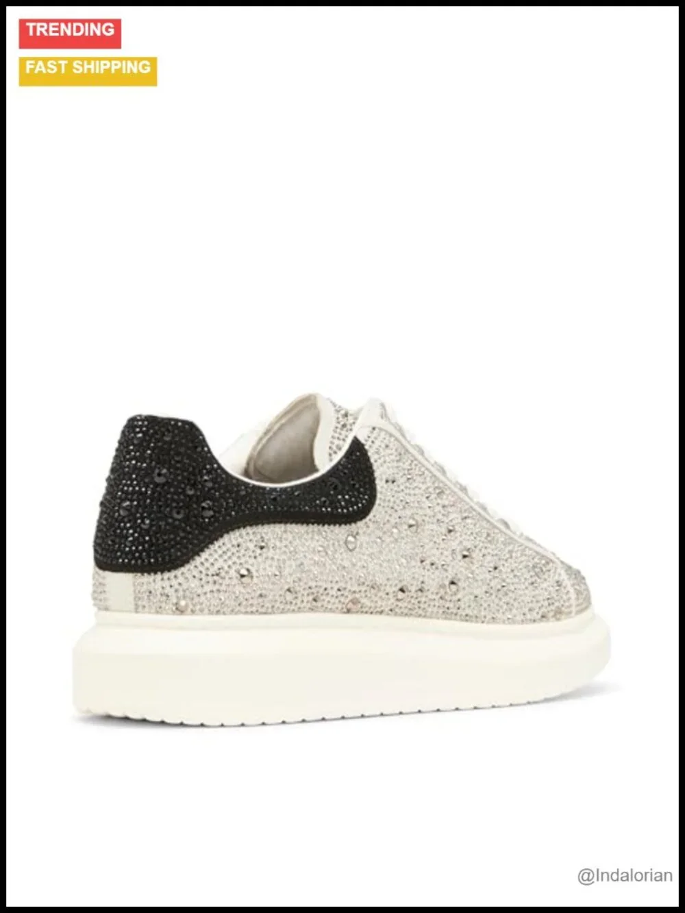 Rhinestone Fashion Sneakers Lace-Up Low Top